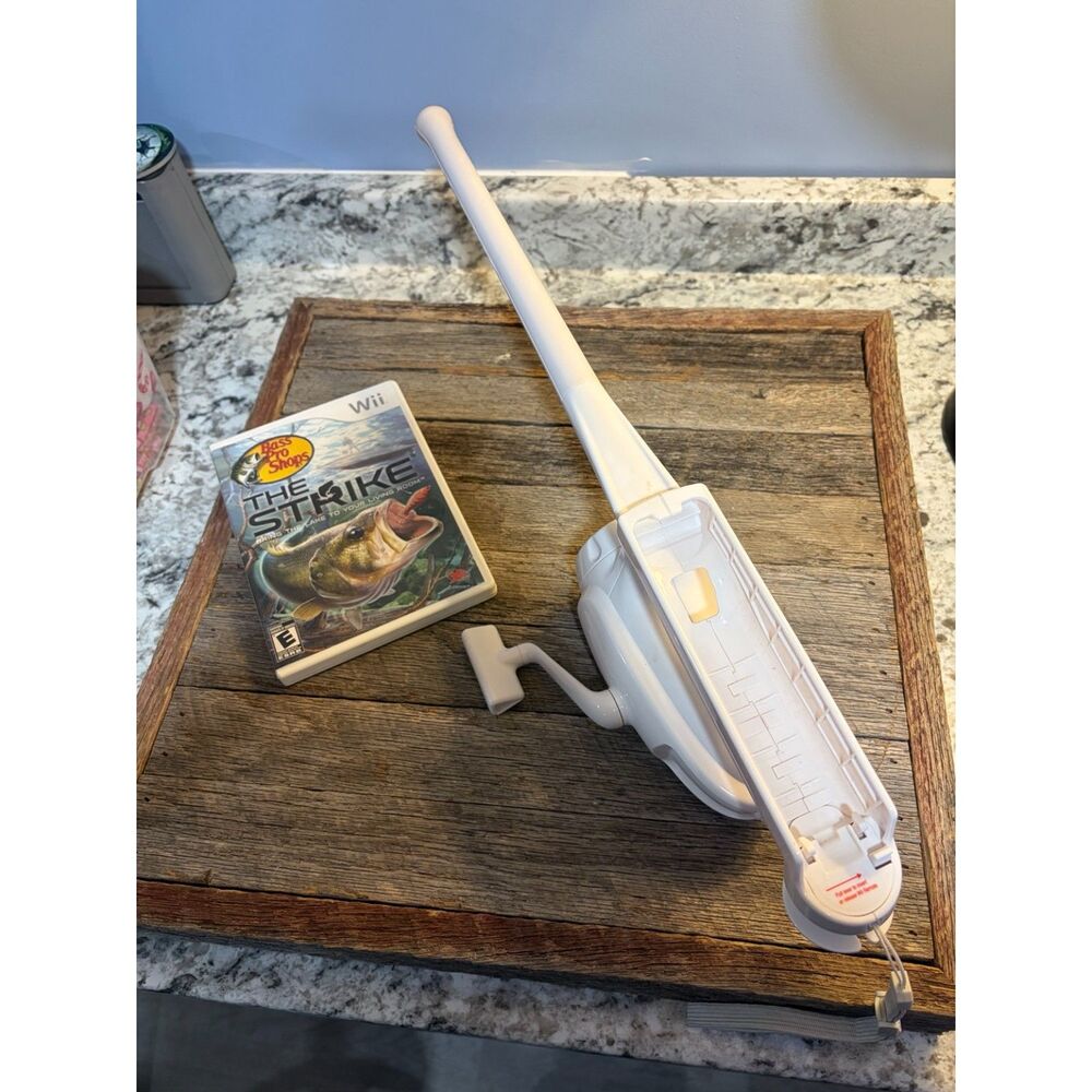 Bass Pro Shops The Strike Nintendo Wii Game + Fishing Rod Controller Complete